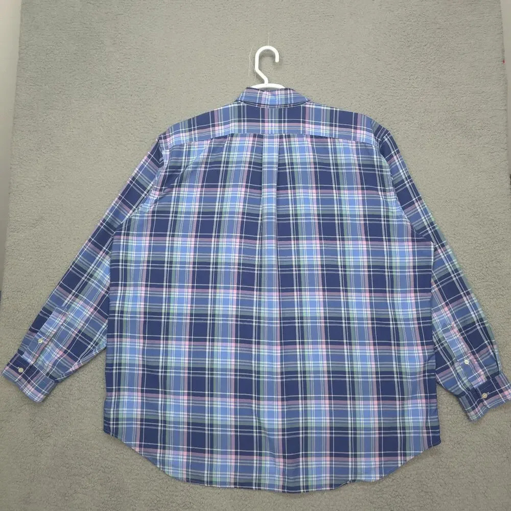 Polo Ralph Lauren Mens Button Down Shirt 2XB Plaid Pink Pony Embroidered EUC